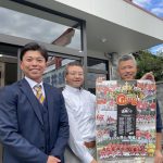 愛媛マンダリンパイレーツ球団の三上愛介選手が来社